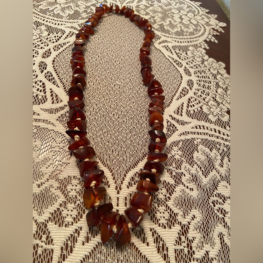 Polish Brown Amber Beaded Necklace